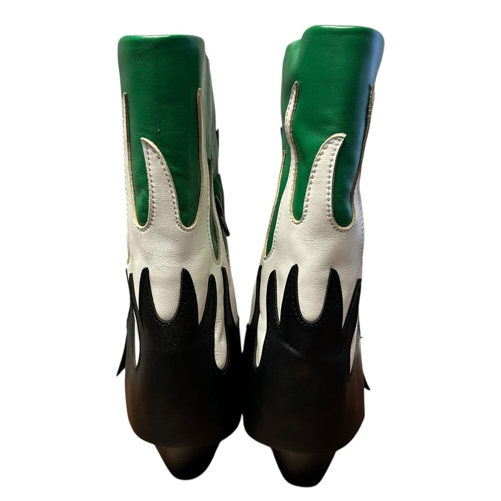 Gianni Bini Conley Flame Leather Western Foldover Boots Black Green Womens 5.5 - Picture 6 of 9